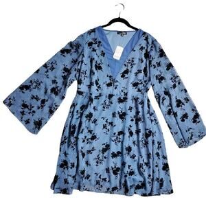 Suzanne Betro Blue Bell Sleeve Flare Dress Women’s 1X Plus NWT Feminine Casual